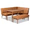 Baxton Studio Daymond Mid-Century Modern Tan Faux Leather and Walnut Brown Finished Wood 4-Piece Dining Nook Set 186-11352-11354-9305-Zoro - alternate 1